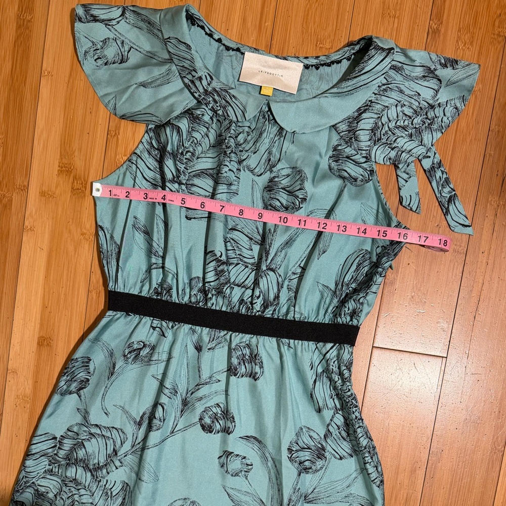 Anthropologie Leifsdottir Iskaldur Blue Floral Silk Dress Size 6 - Picture 9 of 14
